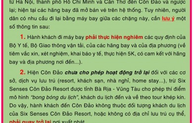 Chưa phục vụ đối tượng khách du lịch từ địa phương khác đến Côn Đảo đại trà bằng đường hàng không