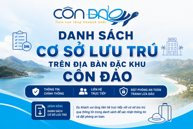 Công bố danh sách cơ sở lưu trú du lịch trên địa bàn Đặc khu Côn Đảo