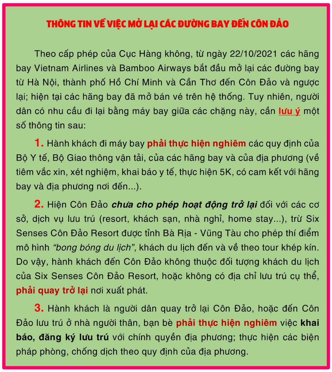 Chưa phục vụ đối tượng khách du lịch từ địa phương khác đến Côn Đảo đại trà bằng đường hàng không